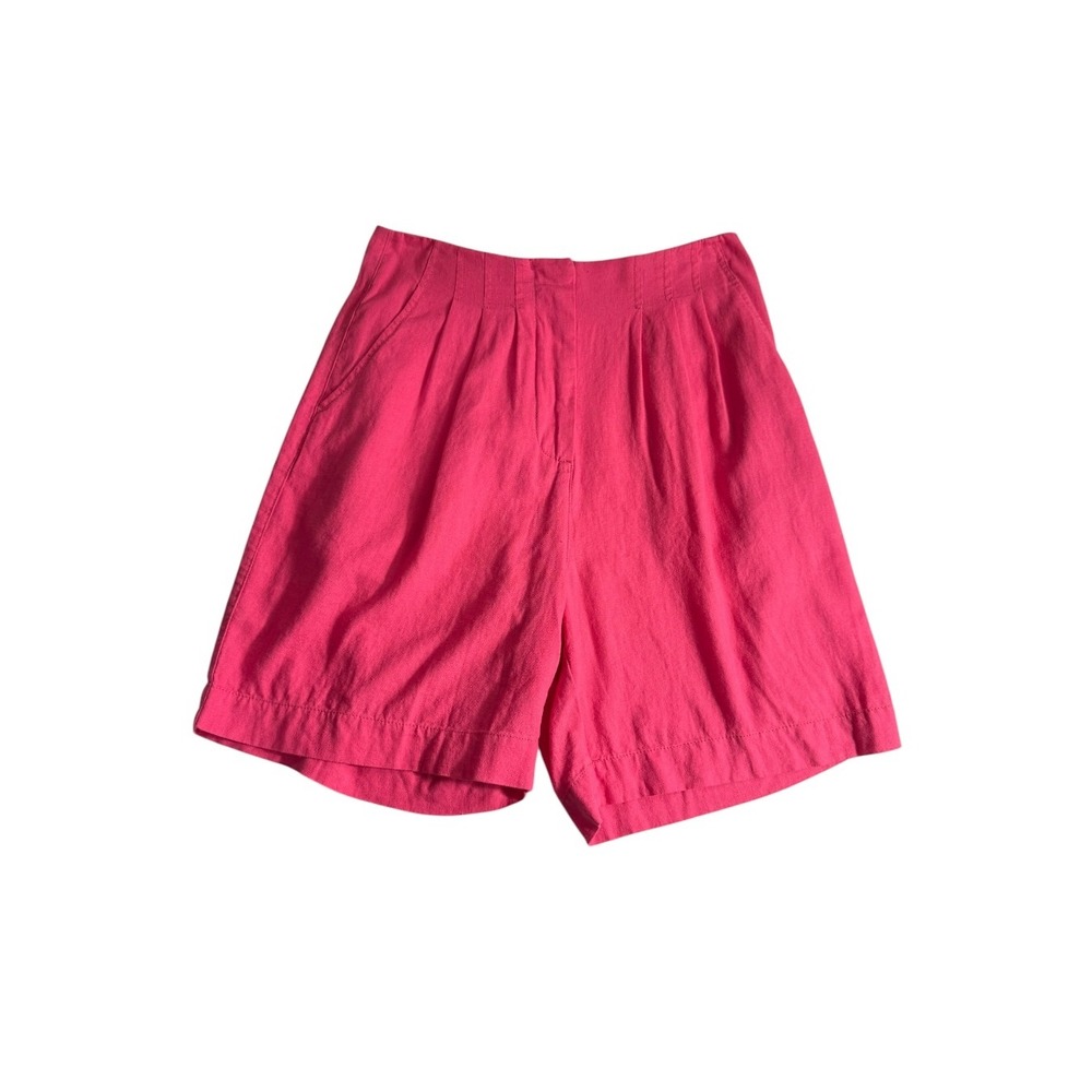 Topshop Hot Pink Linen Blend Pleated High Waisted Shorts US 4 NEW